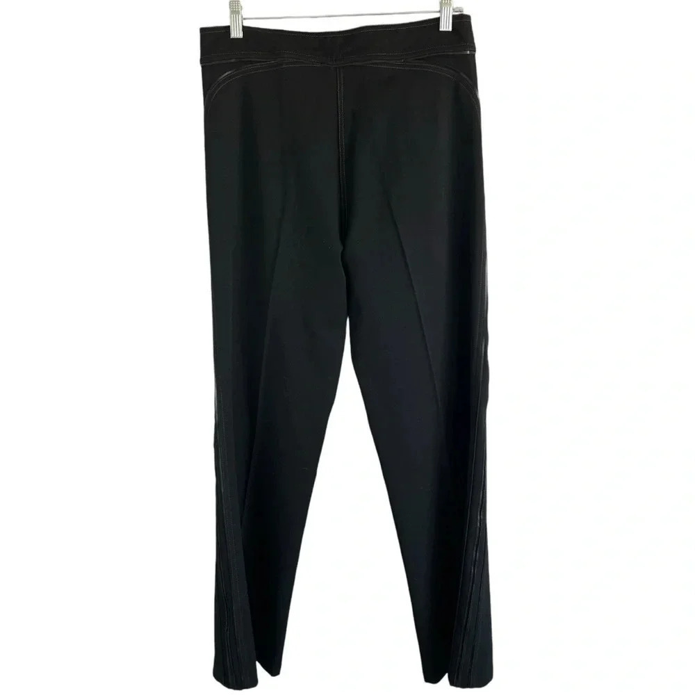 RADZOLI Wide Leg Black Trousers Top Stitch Leather-like Trim Accents Size 8 NWT - Picture 4 of 13